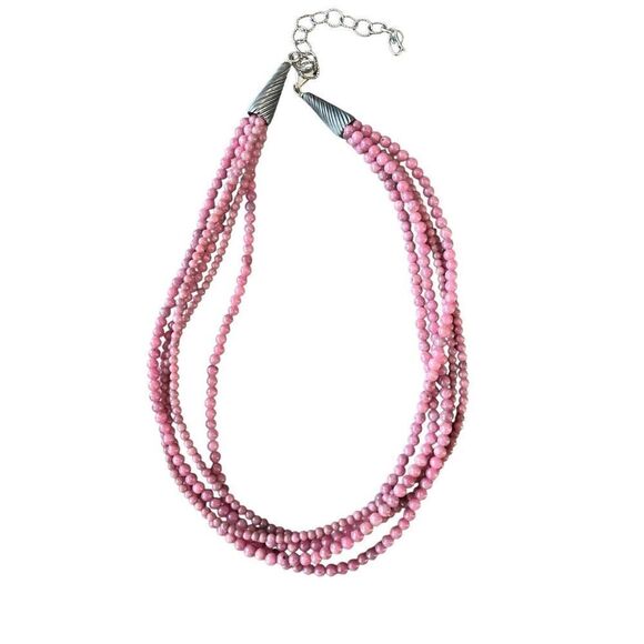 Carolyn Pollack Essentials Sterling Silver 5 Strand Dolomite Bead Necklace New - Picture 3 of 3